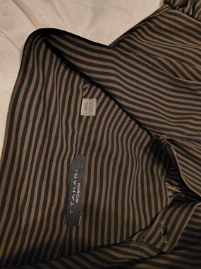 Tahari Woman Black and Brown Striped Top